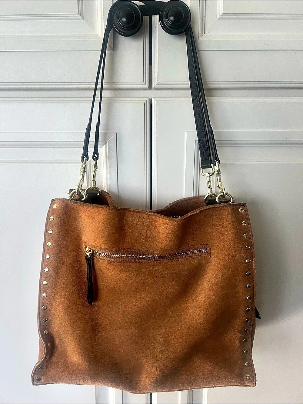 American Vintage Studded Leather Shoulder Bag in Brown